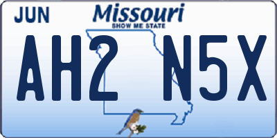 MO license plate AH2N5X
