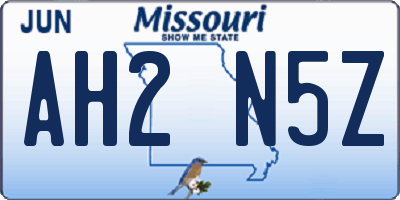 MO license plate AH2N5Z