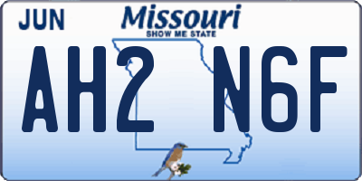 MO license plate AH2N6F