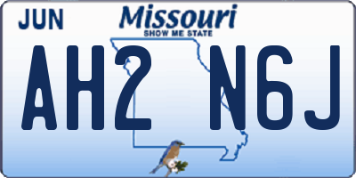 MO license plate AH2N6J