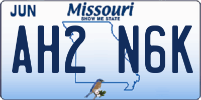 MO license plate AH2N6K