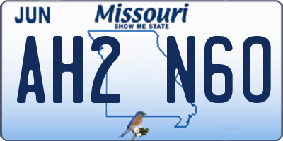 MO license plate AH2N6O