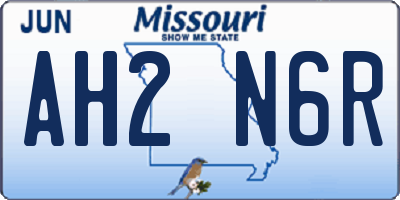 MO license plate AH2N6R