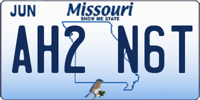 MO license plate AH2N6T