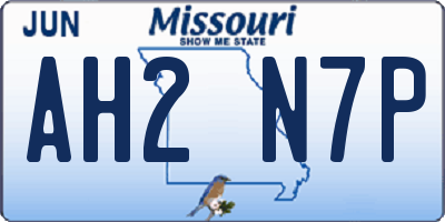 MO license plate AH2N7P