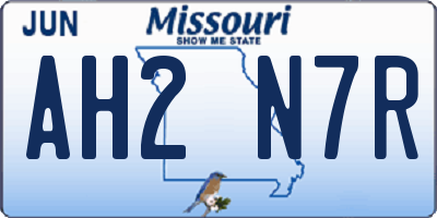 MO license plate AH2N7R