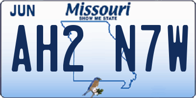 MO license plate AH2N7W