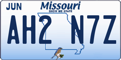 MO license plate AH2N7Z
