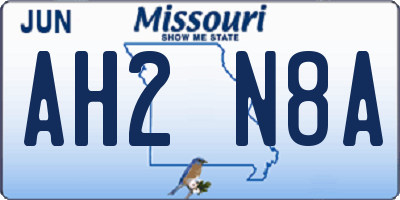 MO license plate AH2N8A