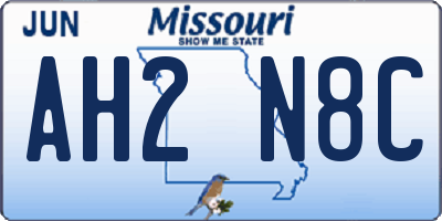 MO license plate AH2N8C