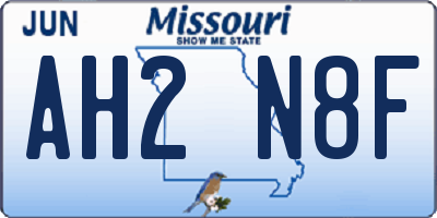 MO license plate AH2N8F