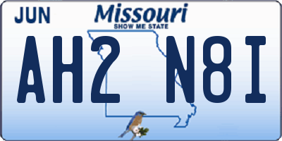MO license plate AH2N8I