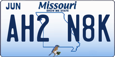 MO license plate AH2N8K