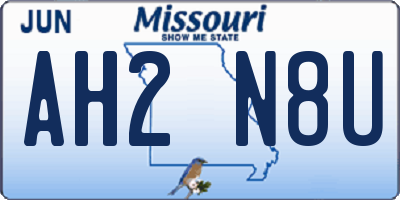 MO license plate AH2N8U