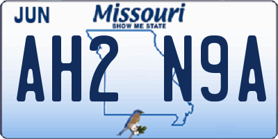 MO license plate AH2N9A