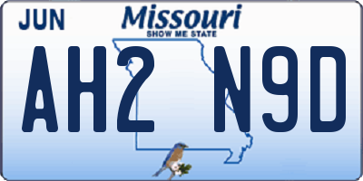 MO license plate AH2N9D