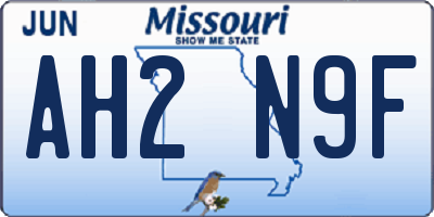 MO license plate AH2N9F