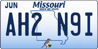 MO license plate AH2N9I