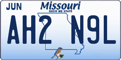 MO license plate AH2N9L