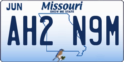 MO license plate AH2N9M