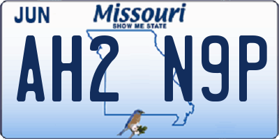 MO license plate AH2N9P