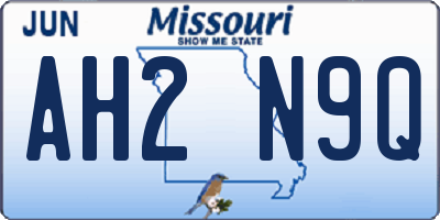 MO license plate AH2N9Q