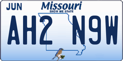 MO license plate AH2N9W