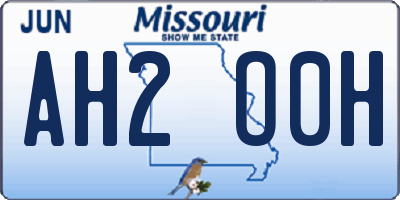 MO license plate AH2O0H