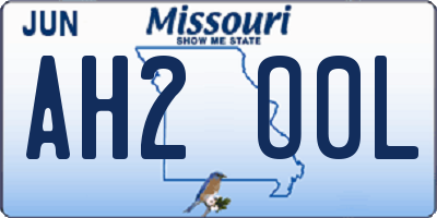 MO license plate AH2O0L