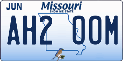 MO license plate AH2O0M