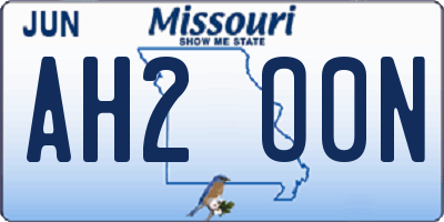 MO license plate AH2O0N