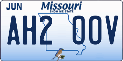 MO license plate AH2O0V