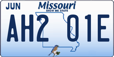 MO license plate AH2O1E
