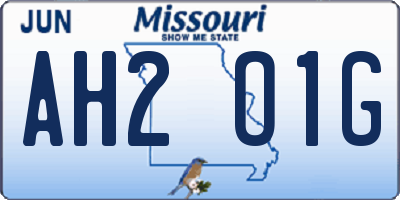 MO license plate AH2O1G