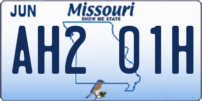 MO license plate AH2O1H