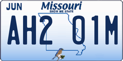 MO license plate AH2O1M