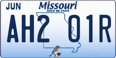 MO license plate AH2O1R
