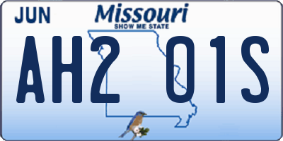 MO license plate AH2O1S