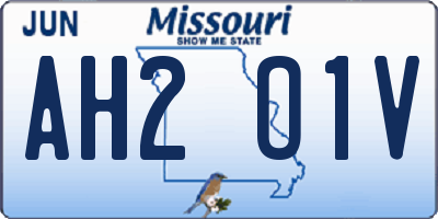 MO license plate AH2O1V