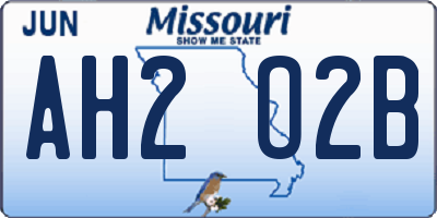 MO license plate AH2O2B