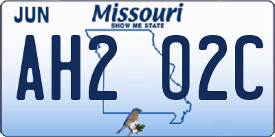 MO license plate AH2O2C