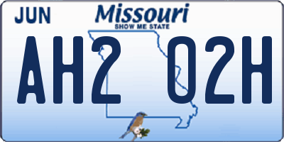 MO license plate AH2O2H