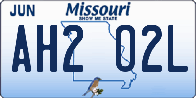 MO license plate AH2O2L