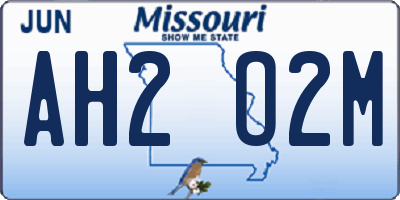 MO license plate AH2O2M