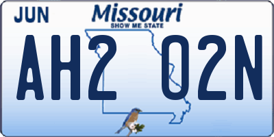 MO license plate AH2O2N