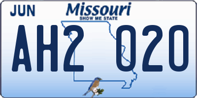 MO license plate AH2O2O