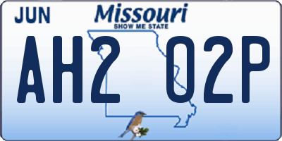MO license plate AH2O2P