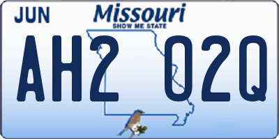 MO license plate AH2O2Q