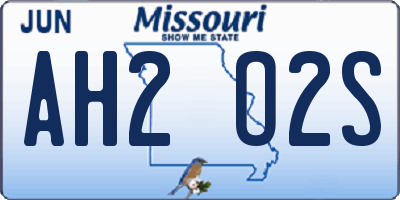 MO license plate AH2O2S