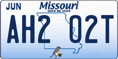 MO license plate AH2O2T